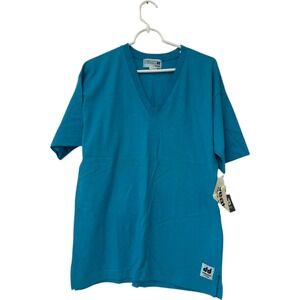 Sweats by Chego Womens Teal Cotton T Shirt V Neck Pullover Short Sleeve Sz M NWT